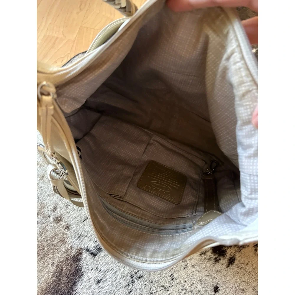 Brighton Barbados zip top hobo bag In Cream